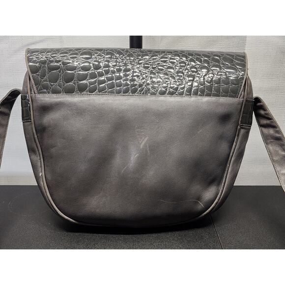 VTG 1980s Maud Frizon Gray Stamped Leather Crossbody Bag Made in Italy Grey RARE - Picture 6 of 13